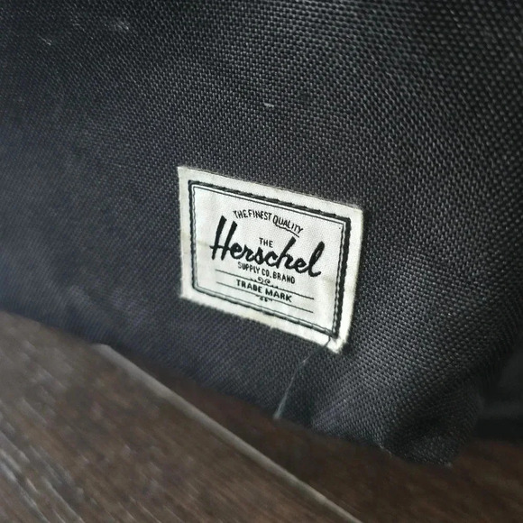 Black Herschel Backpack with Red and White Striped Interior - Picture 2 of 5
